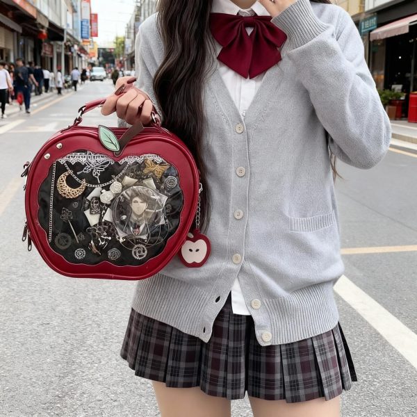 Red Apple Ita Backpack with Clear Window for Plushies and Pins