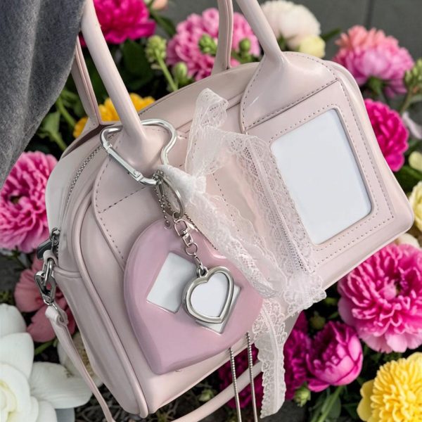 Red Kawaii Convertible Ita Bag with Clear Window for Pin Display