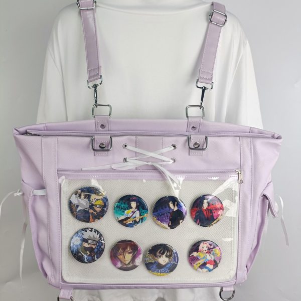 Ribbon Ita Backpack with Clear Window and Included Insert for Plushies and Pins