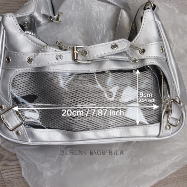 Silver Convertible Ita Bag with Clear Window for Photocards and Pins