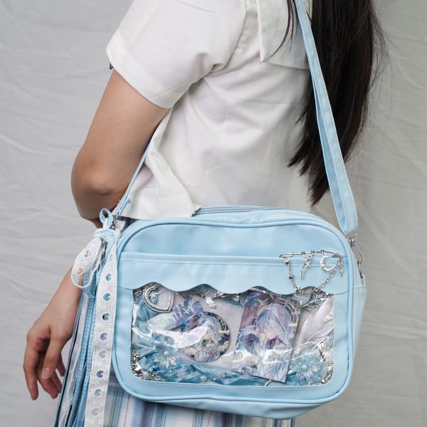 Small Black Convertible Ita Bag with Clear Window for Plushies and Pins