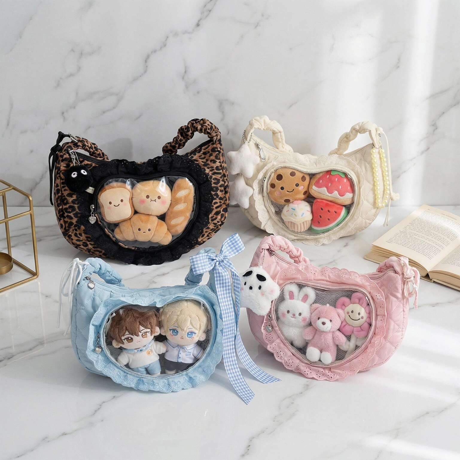 Small Convertible Ita Bag with Clear Window for Pin Display Small Convertible Ita Bag with Clear Window for Pin Display — mini ita bag detail view