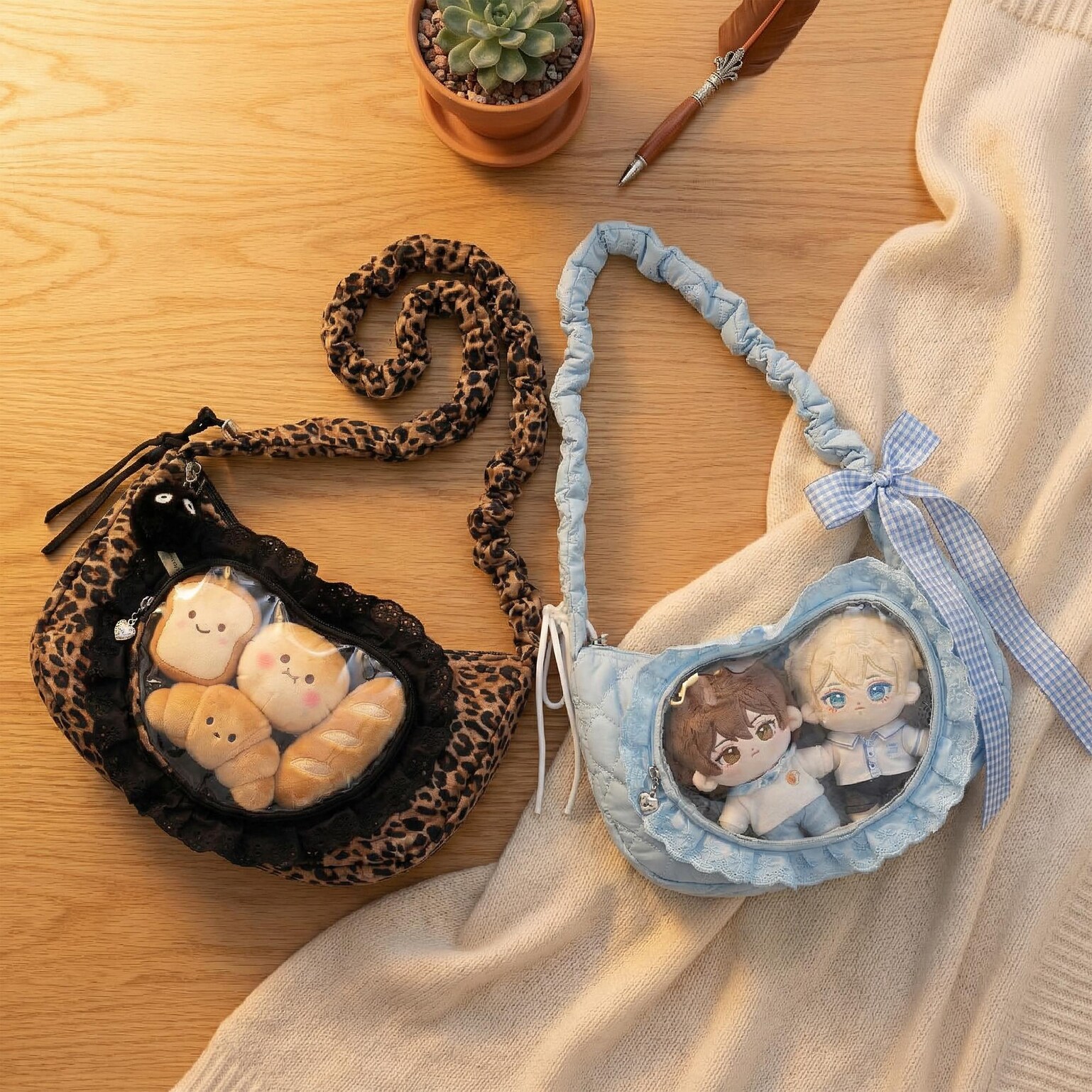 Small Convertible Ita Bag with Clear Window for Pin Display Small Convertible Ita Bag with Clear Window for Pin Display — mini ita bag detail view