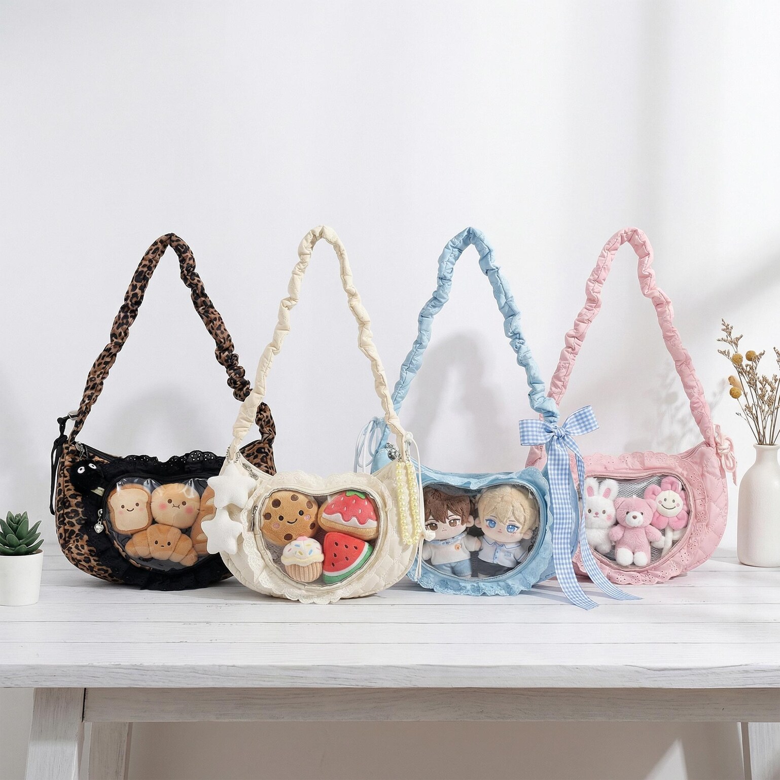 Small Convertible Ita Bag with Clear Window for Pin Display Small Convertible Ita Bag with Clear Window for Pin Display — mini ita bag detail view