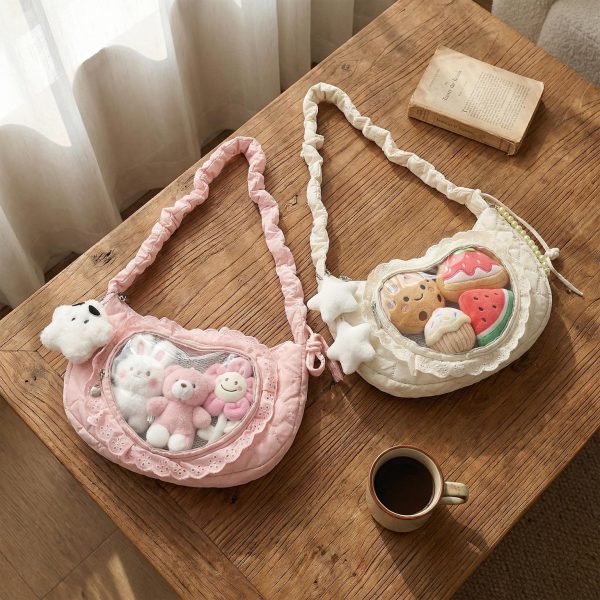 Small Convertible Ita Bag with Clear Window for Pin Display — mini ita bag detail view