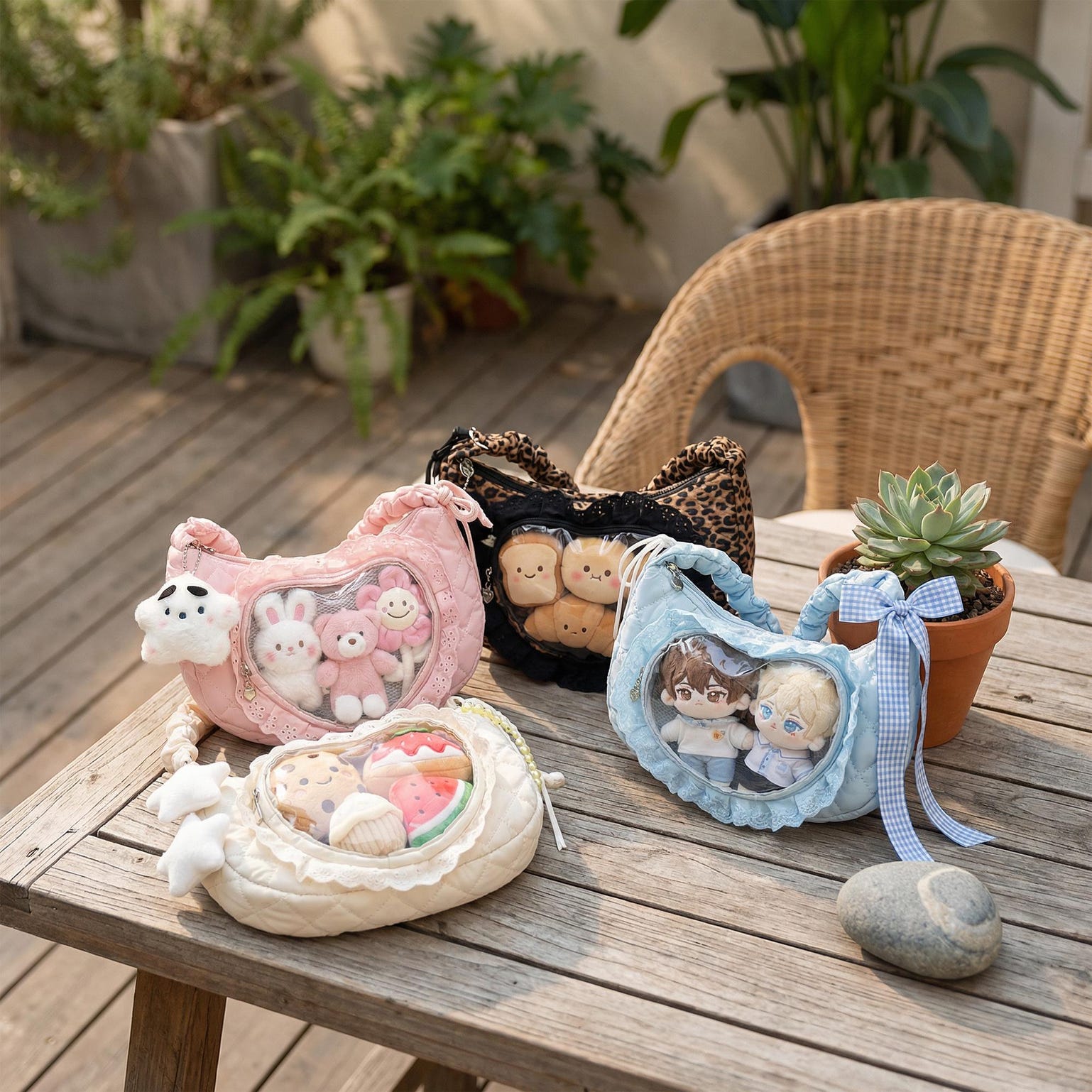 Small Convertible Ita Bag with Clear Window for Pin Display Small Convertible Ita Bag with Clear Window for Pin Display — mini ita bag detail view