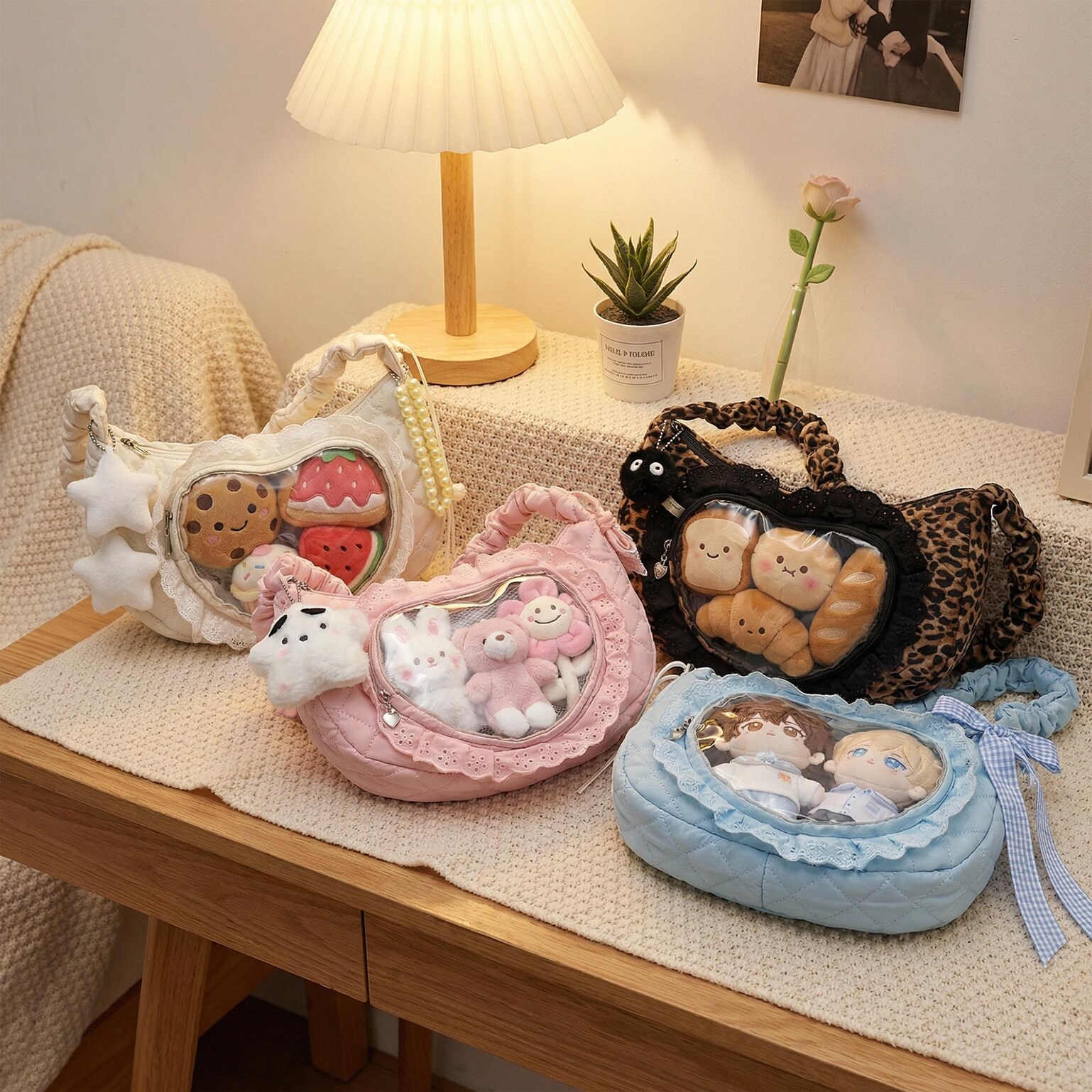 Small Convertible Ita Bag with Clear Window for Pin Display Small Convertible Ita Bag with Clear Window for Pin Display — mini ita bag detail view