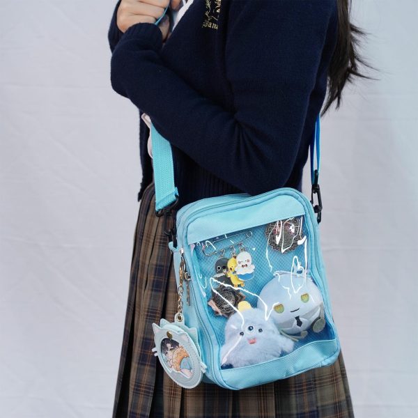 Small White Convertible Ita Bag with Clear Window for Pin Display