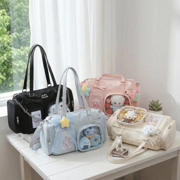 White Ita Crossbody Bag with Clear Window for Plushies and Pins