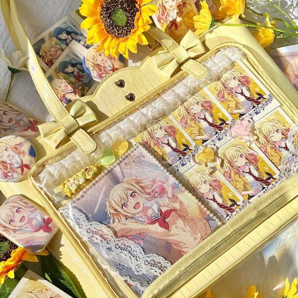 White Ita Shoulder Bag with Clear Window for Pin Display