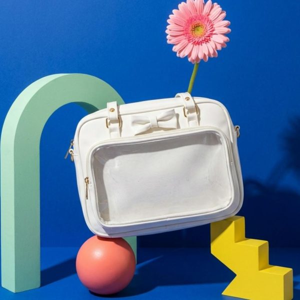 White Kawaii Convertible Ita Bag for Pin Display