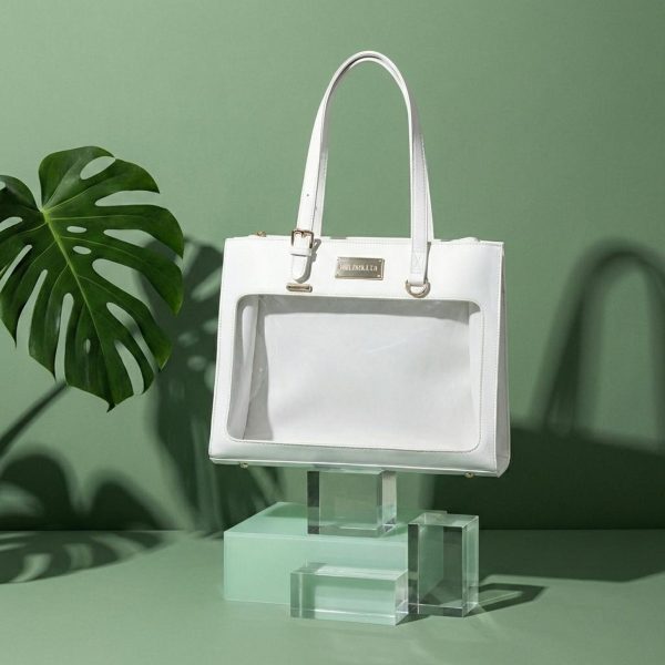 White Kawaii Convertible Ita Bag with Clear Window for Pin Display