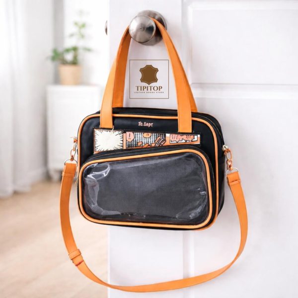 White Kawaii Y2K Convertible Ita Bag with Clear Window for Photocards and Pins