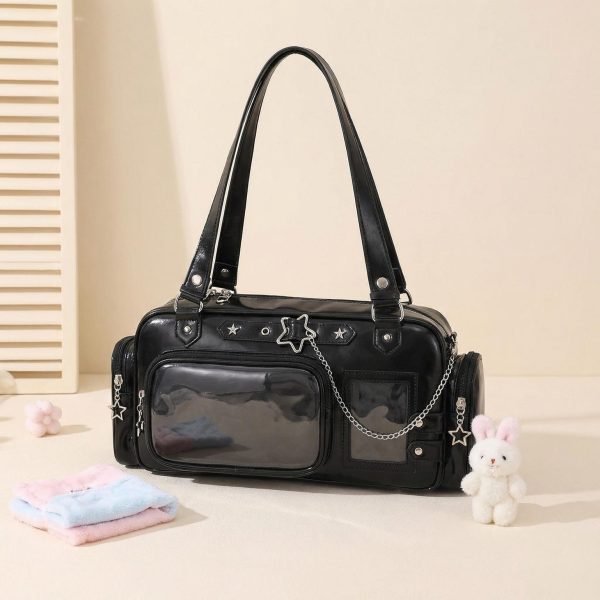 Y2K Convertible Ita Bag with Clear Window for Photocards and Pins