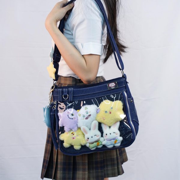 Y2K Ita Crossbody Bag with Clear Window for Pin Display