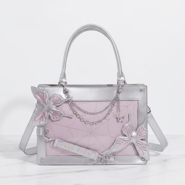 Y2K Ita Handbag with Clear Window for Pin Display