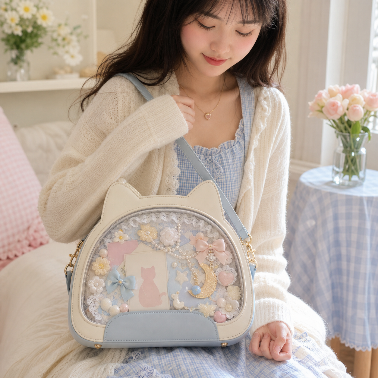 Cat Ita Crossbody Bag for Plushies and Pins