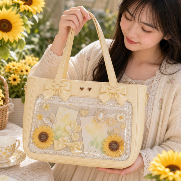 White Ita Shoulder Bag with Clear Window for Pin Display