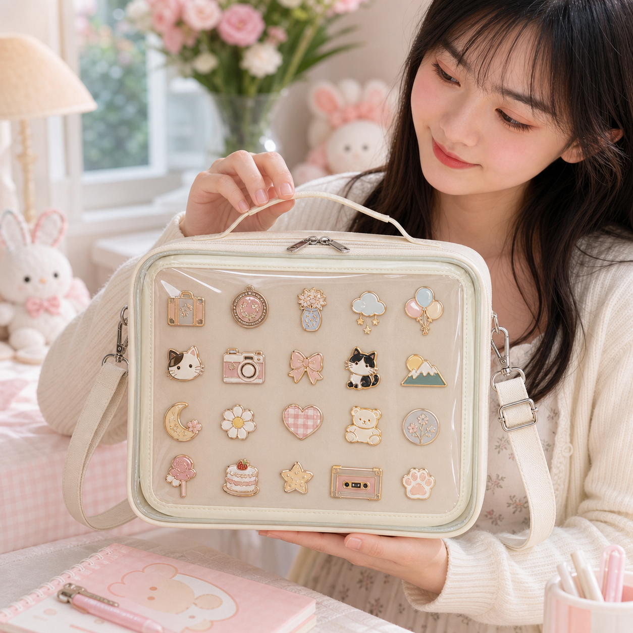 Convertible Ita Bag with Included Insert for Plushies and Pins