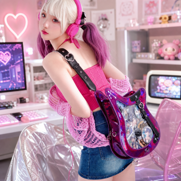 Y2K Ita Bag with Clear Window for Pin Display